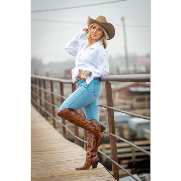 Dan Post Brown Over the Knee Boots - Picture 4 of 14